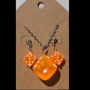 Orange Dice Jewelry Set